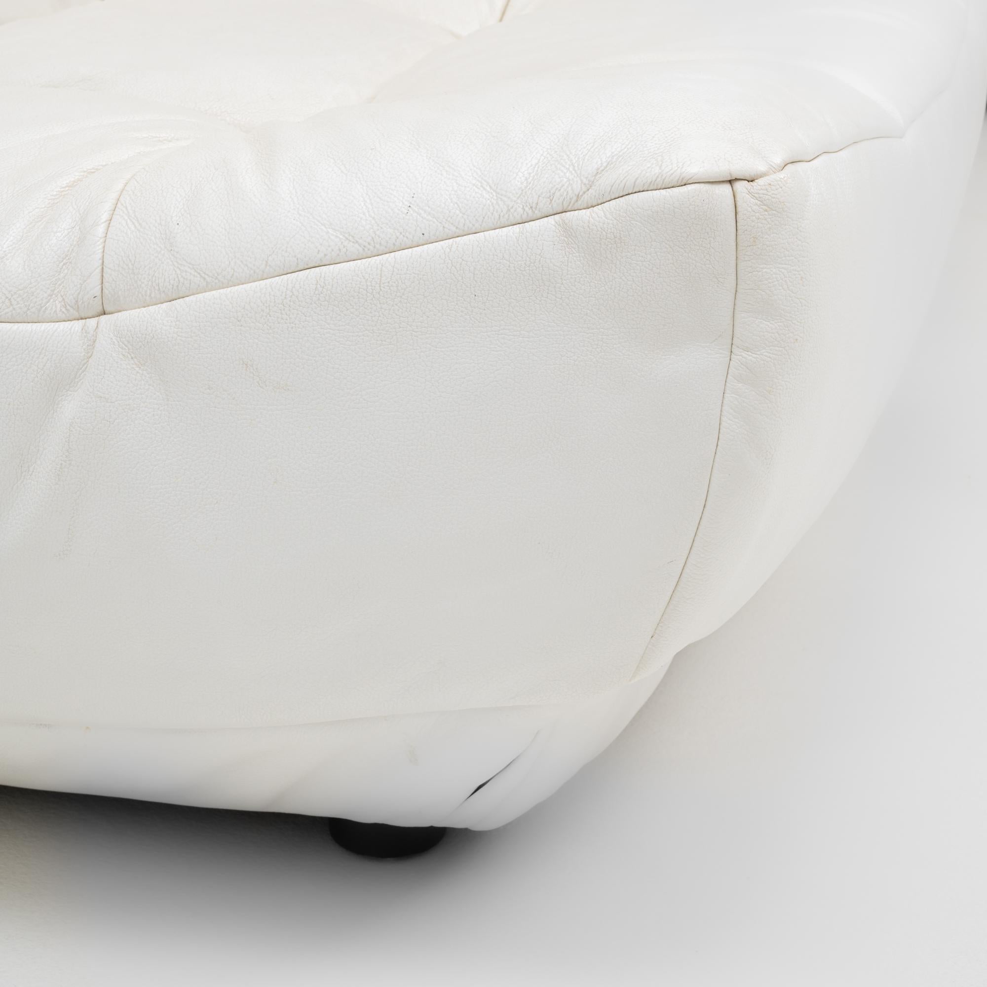 Sofá modular francés de cuero blanco del siglo XX By Chateau D'AX en venta 3