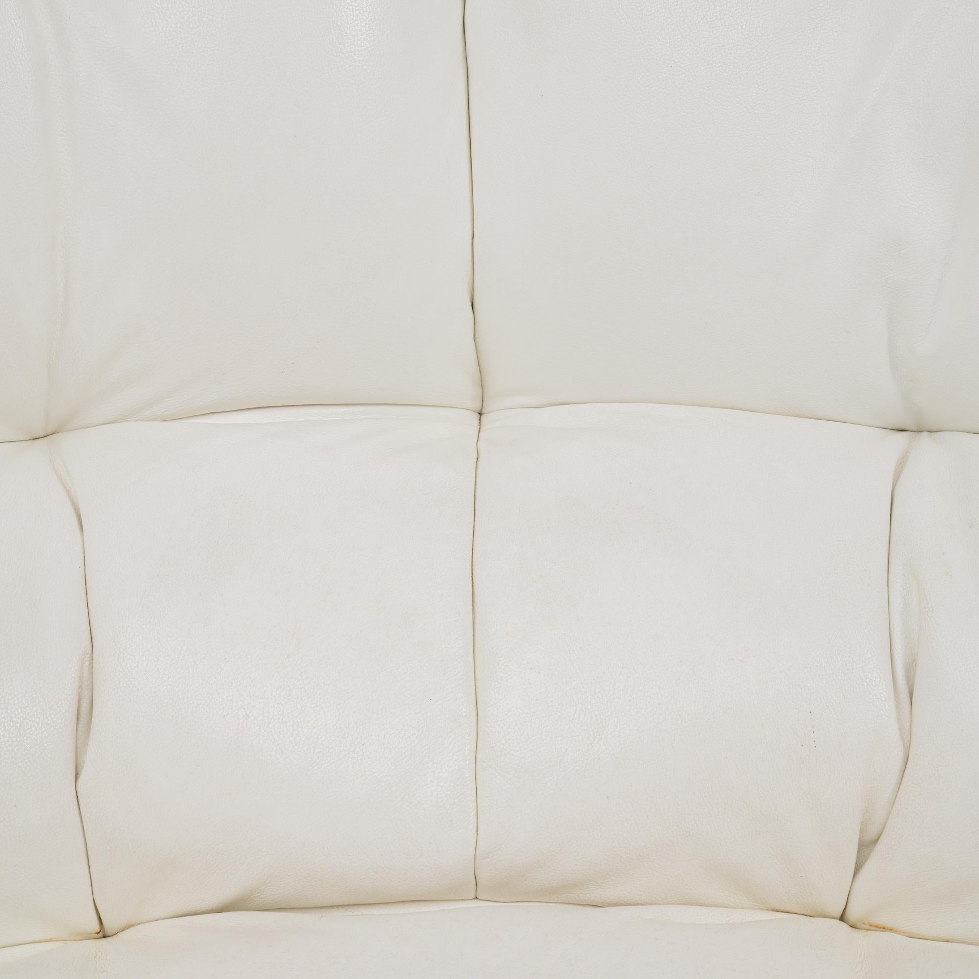 Sofá modular francés de cuero blanco del siglo XX By Chateau D'AX en venta 4