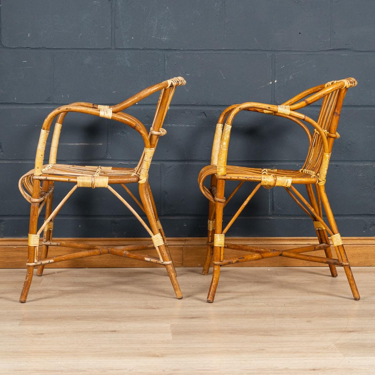 20th Century French Wicker Chairs By Drucker 1