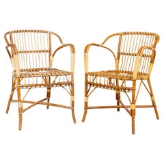 Vintage 20th Century French Wicker Chairs By Drucker