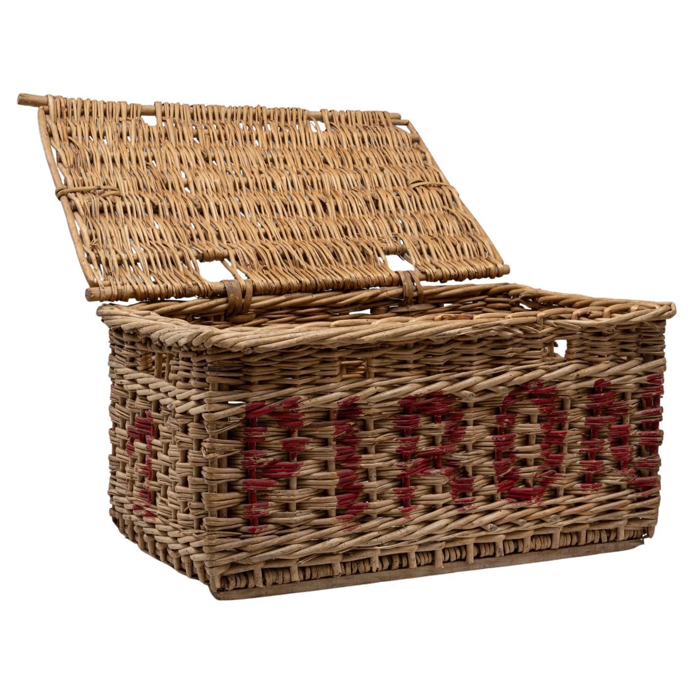 20th Century French Wicker Trunk For Sale