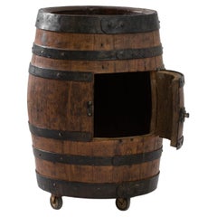 Antique 20th Century French Wine Barrel Bar Cart