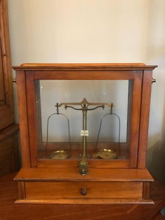 20th Century French Wood and Brass Jeweler Scale