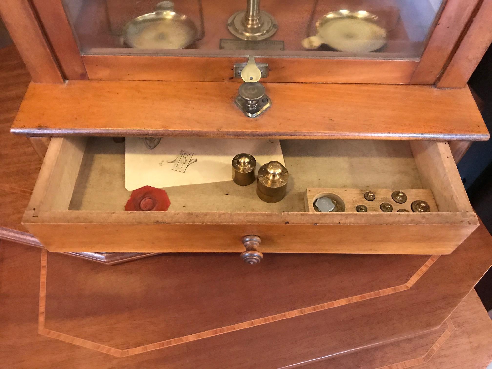 Mid-20th Century 20th Century French Wood and Brass Jeweler Scale
