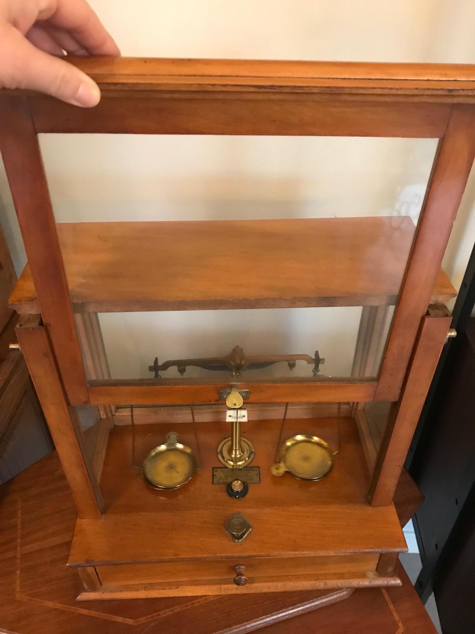 20th Century French Wood and Brass Jeweler Scale 3