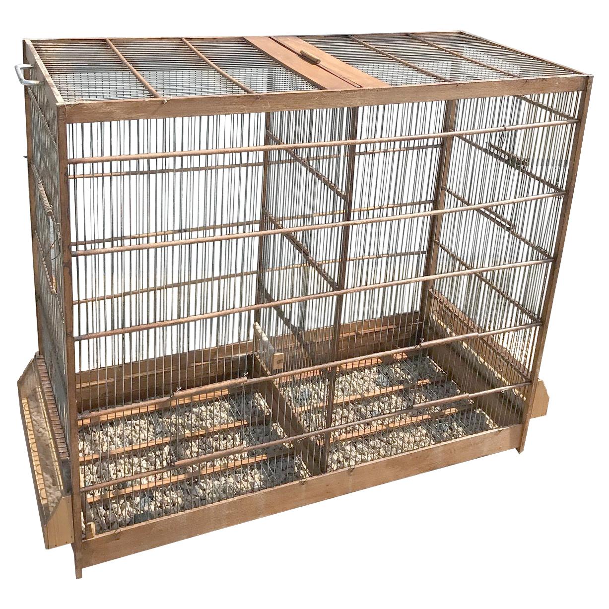 20th Century French Wood and Metal Bird Cage, 1950s