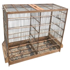 Vintage 20th Century French Wood and Metal Bird Cage, 1950s