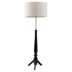 Lampada da terra francese del XX secolo in Wood Patinato Nero
