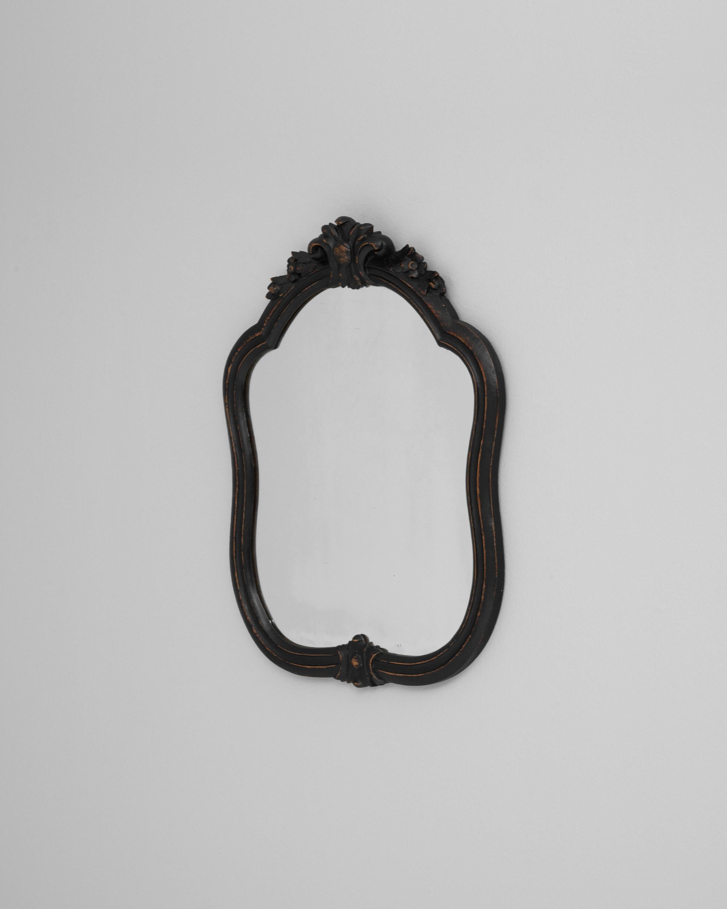20th Century French Wood Black Patinated Mirror In Good Condition In High Point, NC