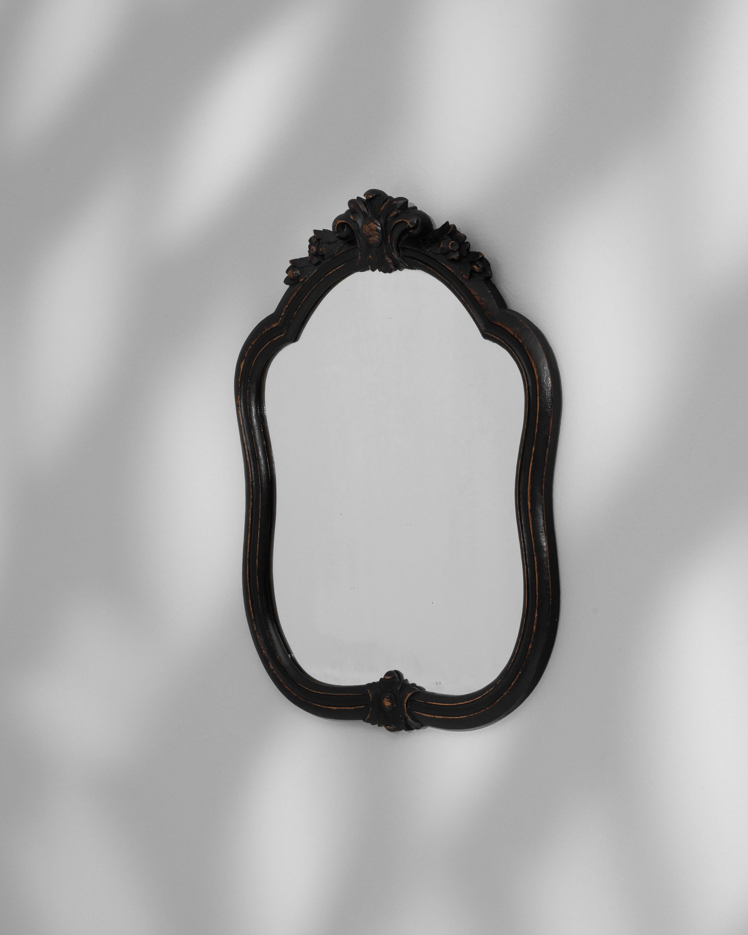 20th Century French Wood Black Patinated Mirror 3