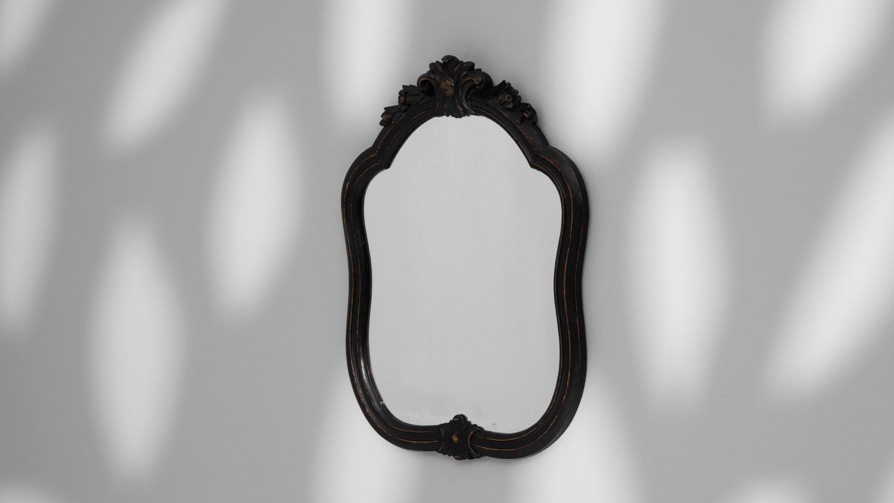 20th Century French Wood Black Patinated Mirror 4