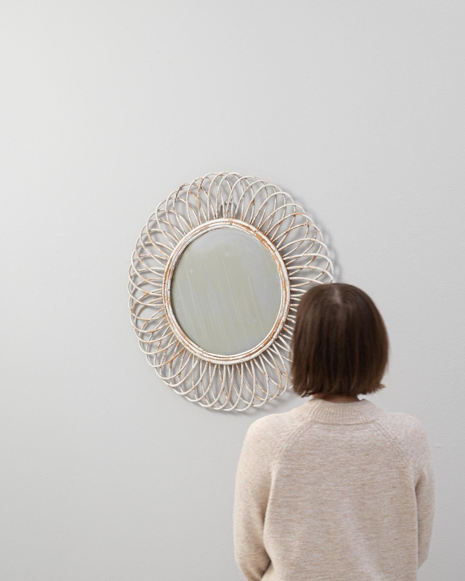 20th Century French Wood White Patinated Mirror For Sale 1