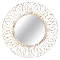 20th Century French Wood White Patinated Mirror