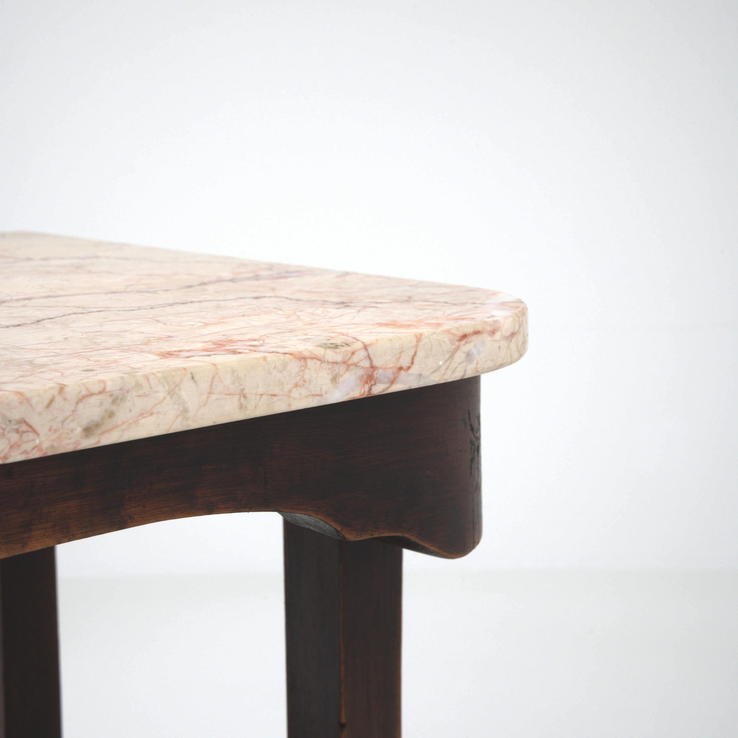 20th Century French Wooden and Marble Side Table 4