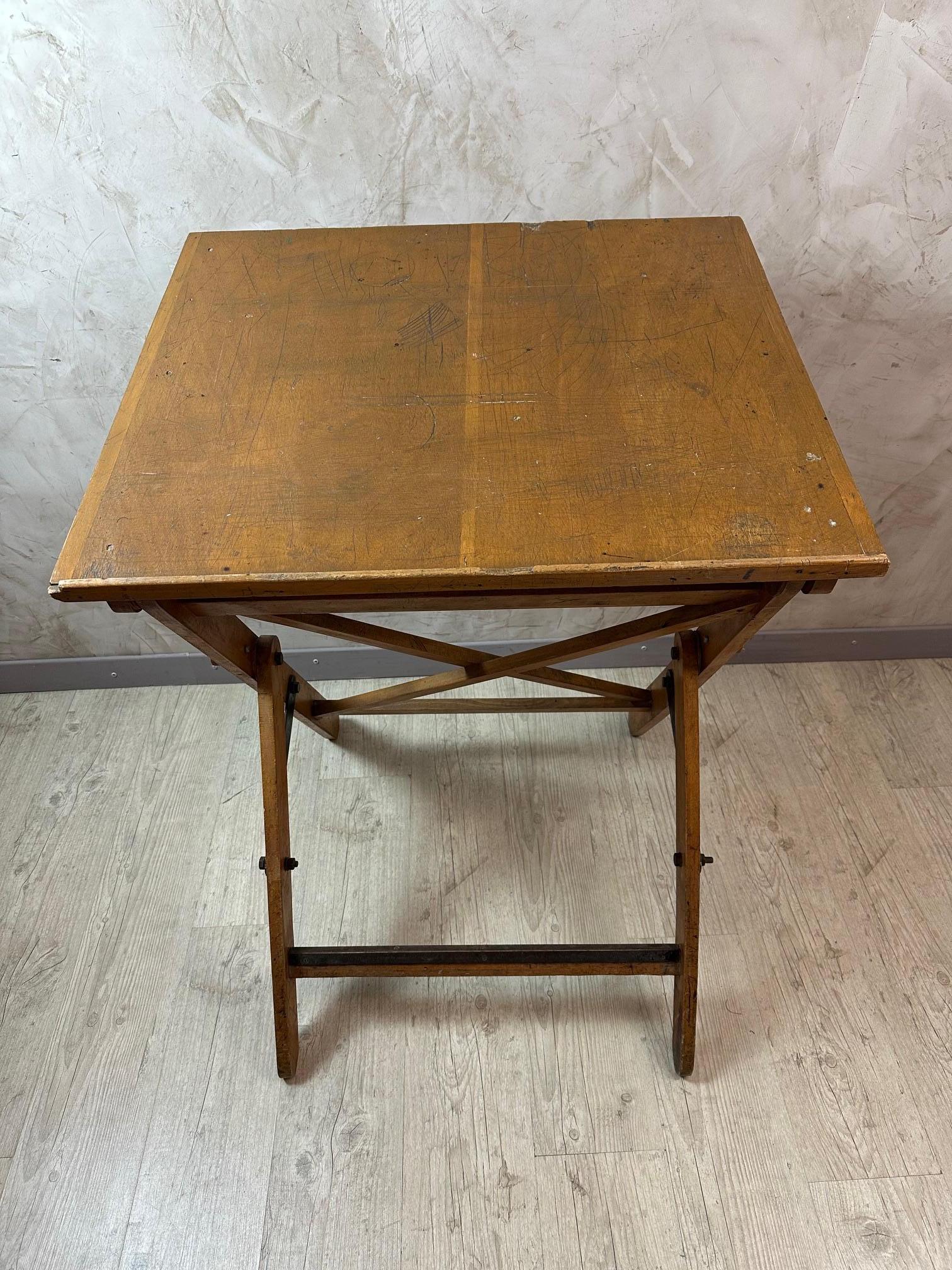 Français Table d'architecte en bois français du 20e siècle, années 1920 en vente