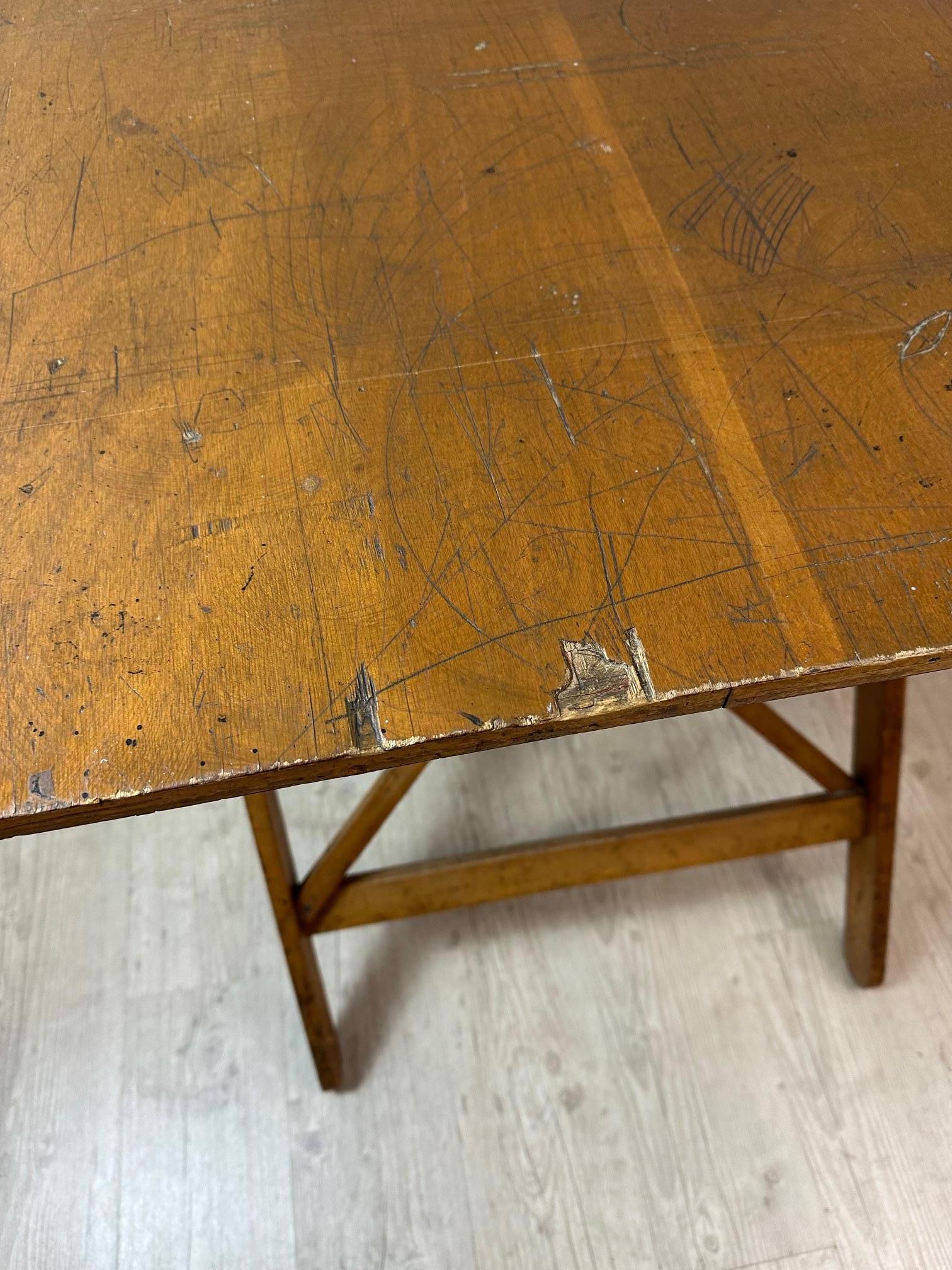Métal Table d'architecte en bois français du 20e siècle, années 1920 en vente