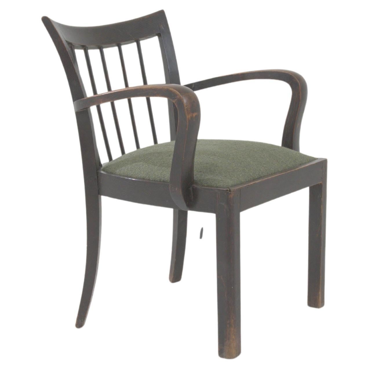 20th Century French Wooden Armchair With Upholstered Seat For Sale