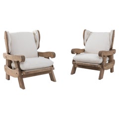 Vintage 20th Century French Wooden Armchairs, a Pair