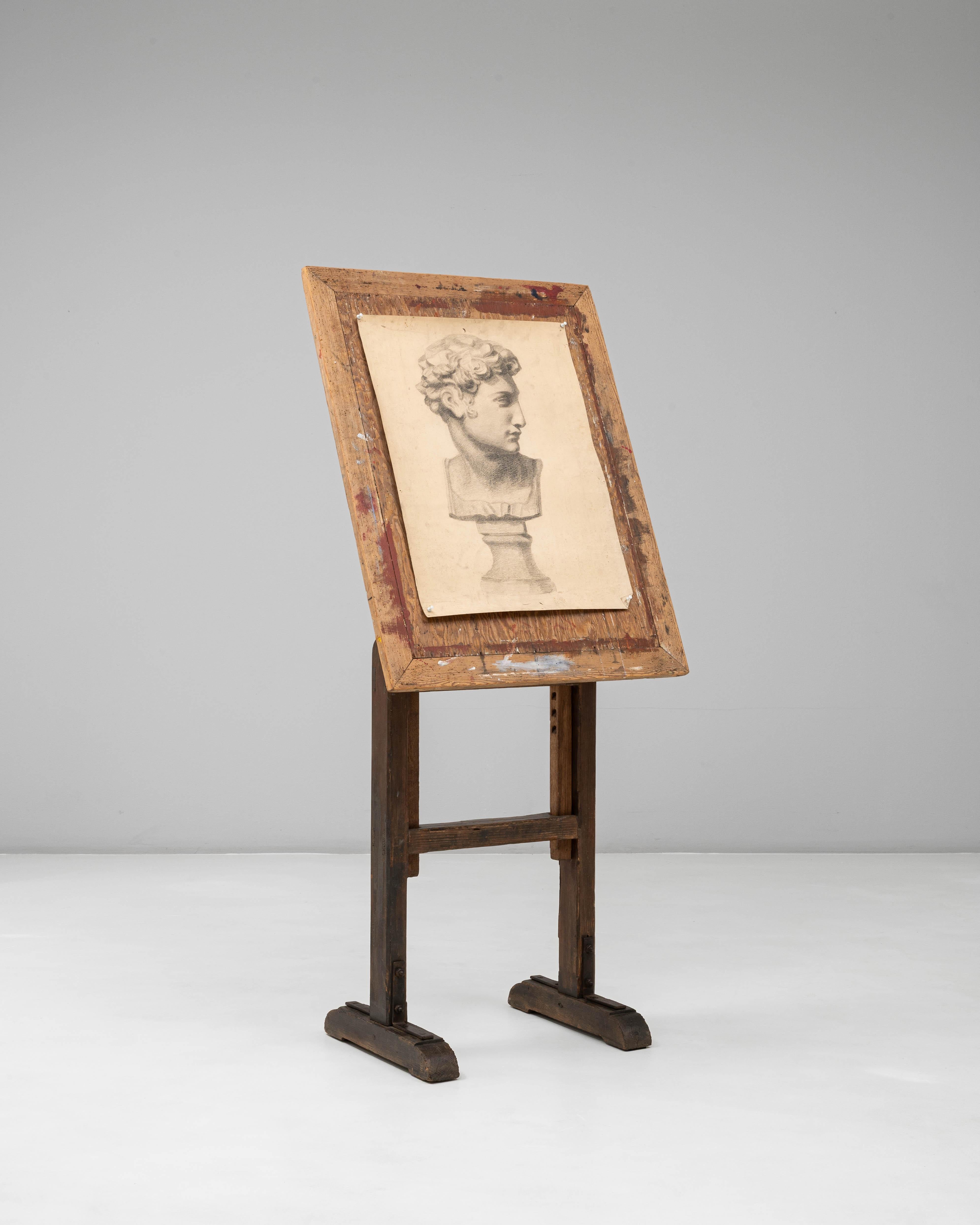 Chevalet d'artiste en bois français du 20e siècle à inclinaison réglable en vente 1