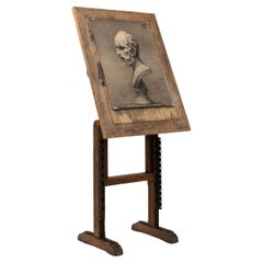 20th Century French Wooden Artist's Easel with Adjustable Tilt