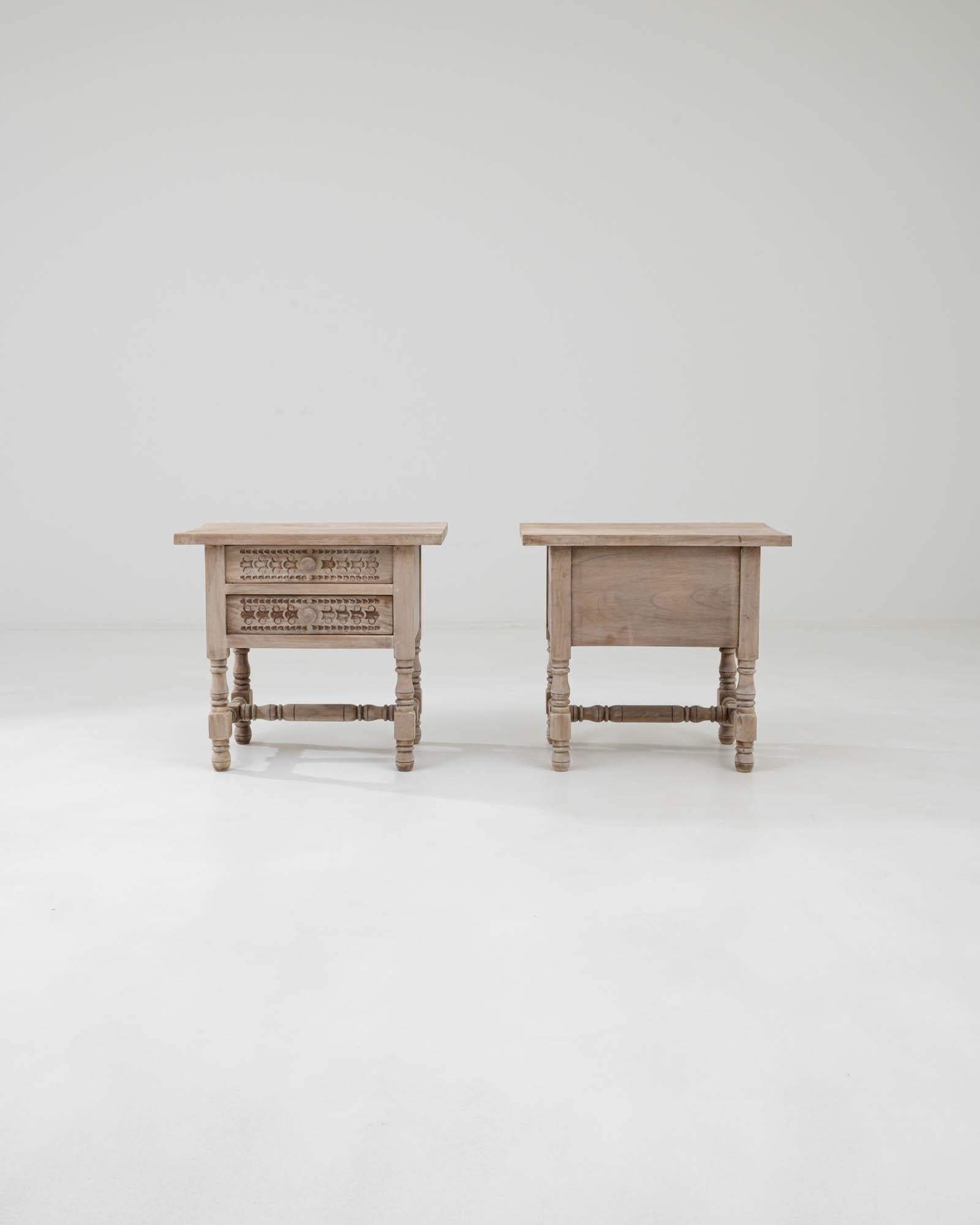 20th Century French Wooden Bedside Tables, a Pair In Good Condition In High Point, NC