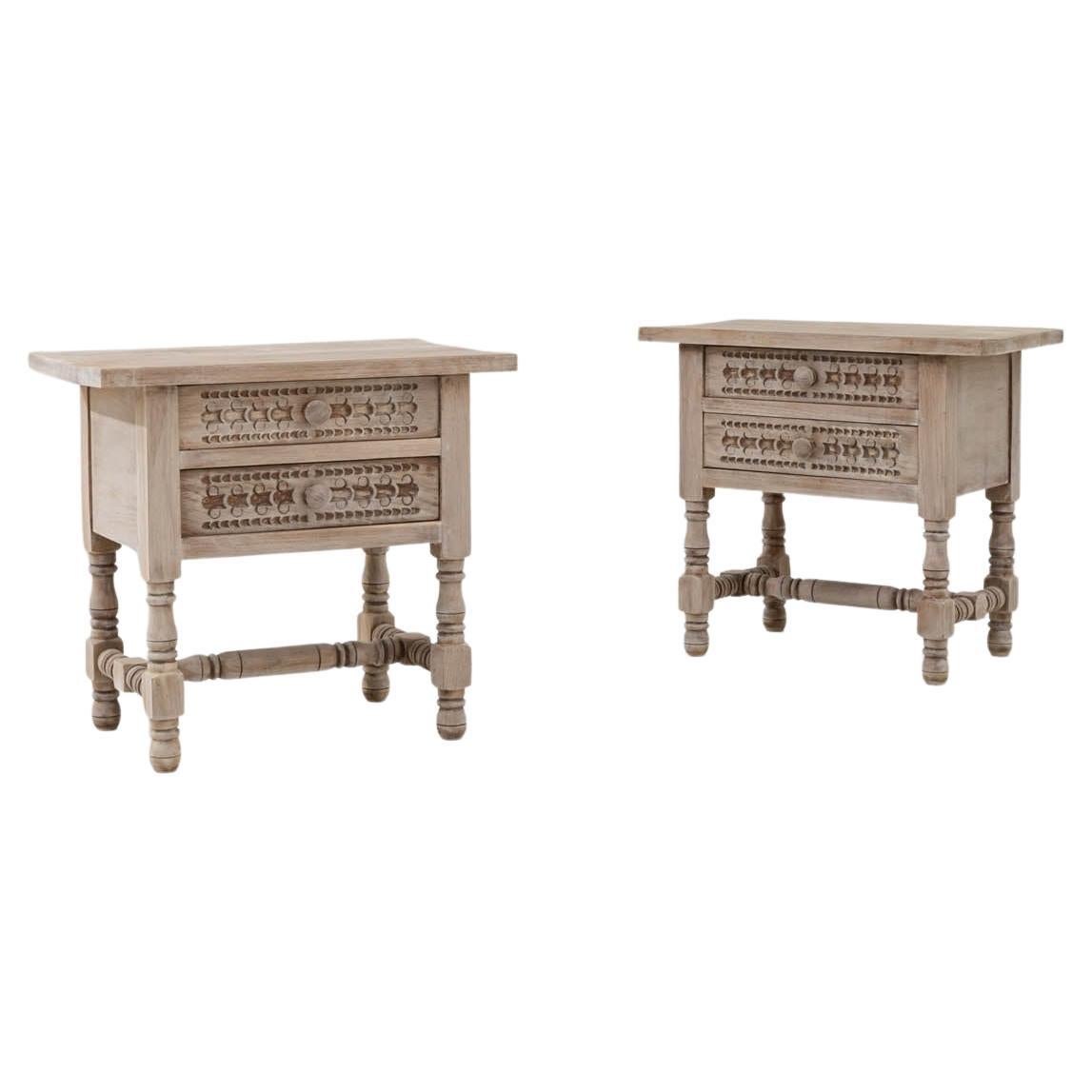 20th Century French Wooden Bedside Tables, a Pair