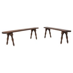 20th Century French Wooden Benches, a Pair