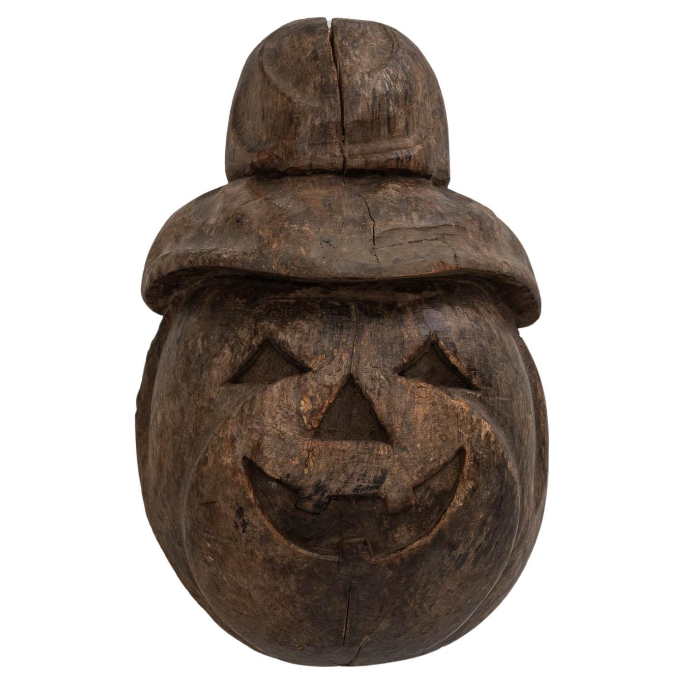 20th Century French Wooden Carved Pumpkin Wall Decoration