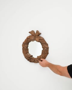 20th Century French Wooden Carved Wreath Wall Mirror