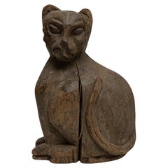 Sculpture de chat en bois française du 20e siècle