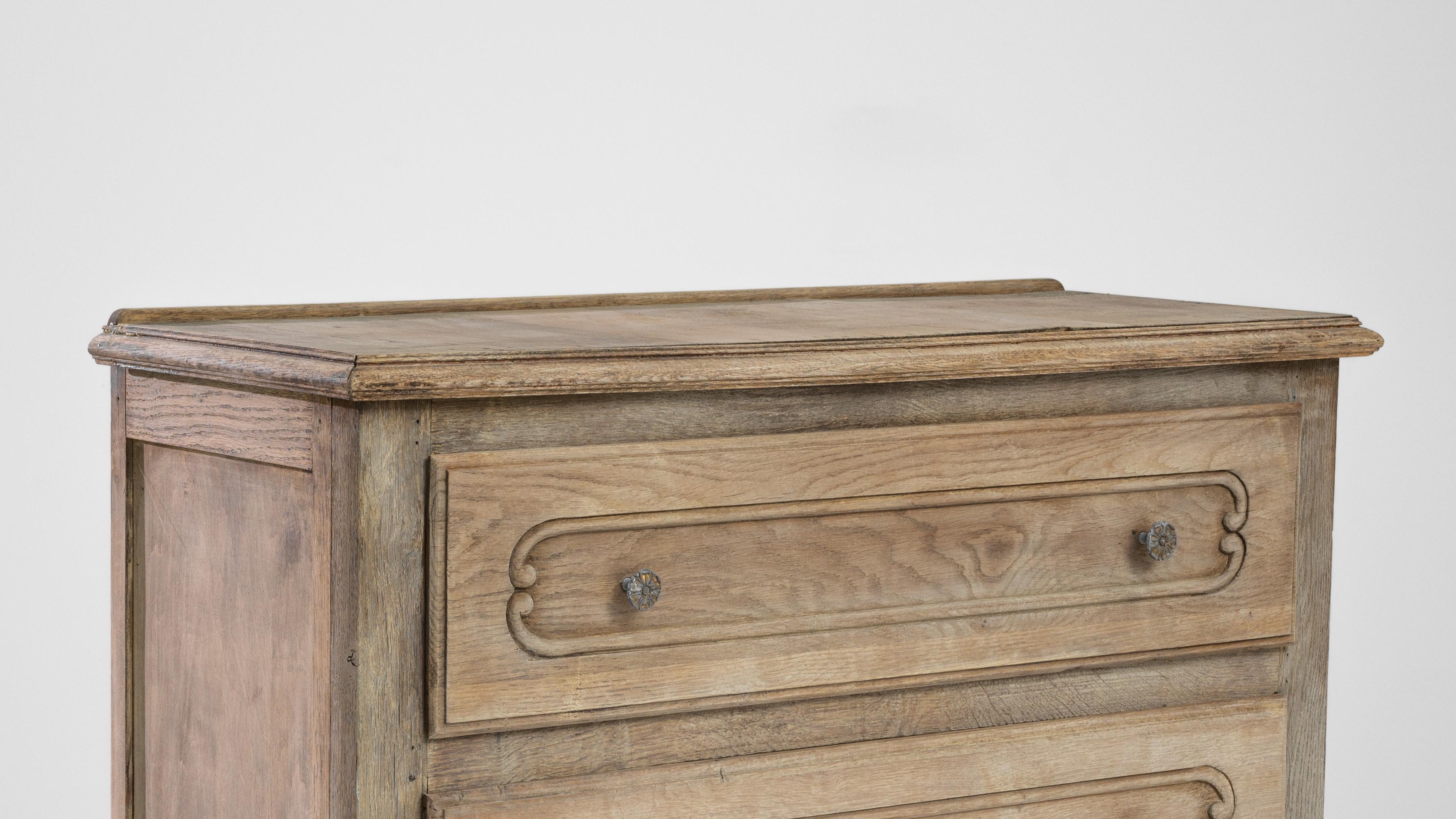 Bleached 20th Century French Wooden Chest of Drawers 