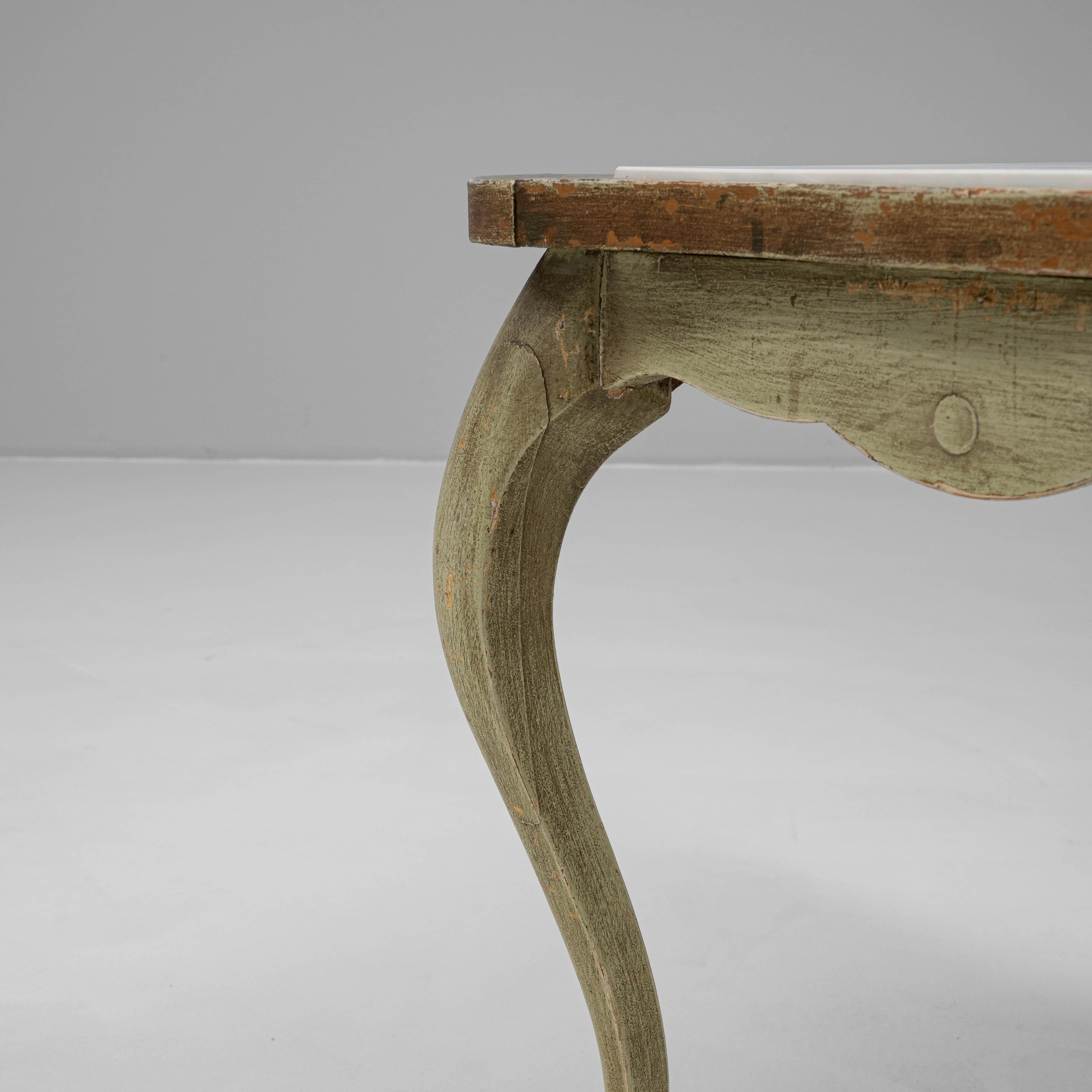 20th Century French Wooden Coffee Table With Marble Top im Angebot 3