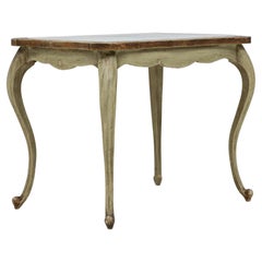 20th Century French Wooden Coffee Table With Marble Top