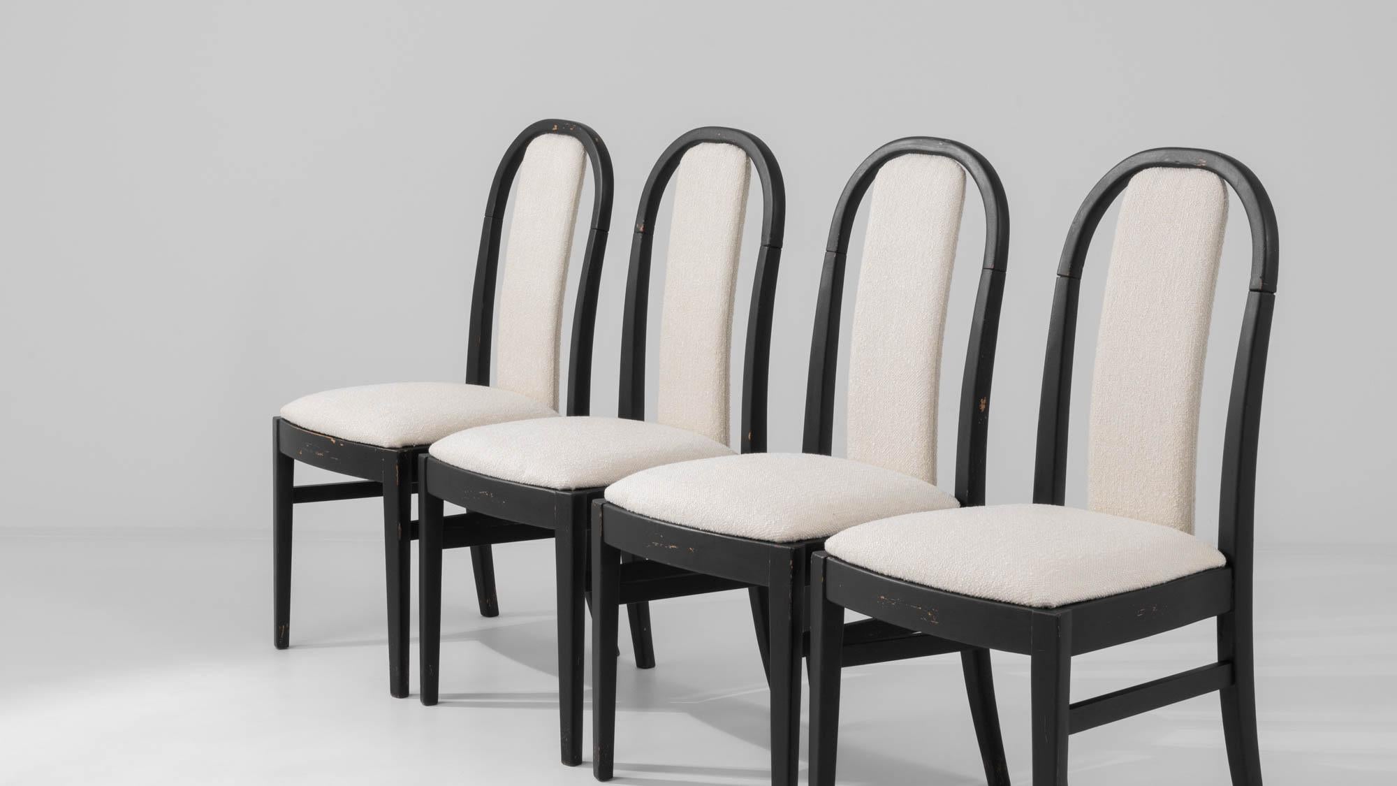 Mid-Century Modern 20th Century French Wooden Dining Chairs, Set of Four