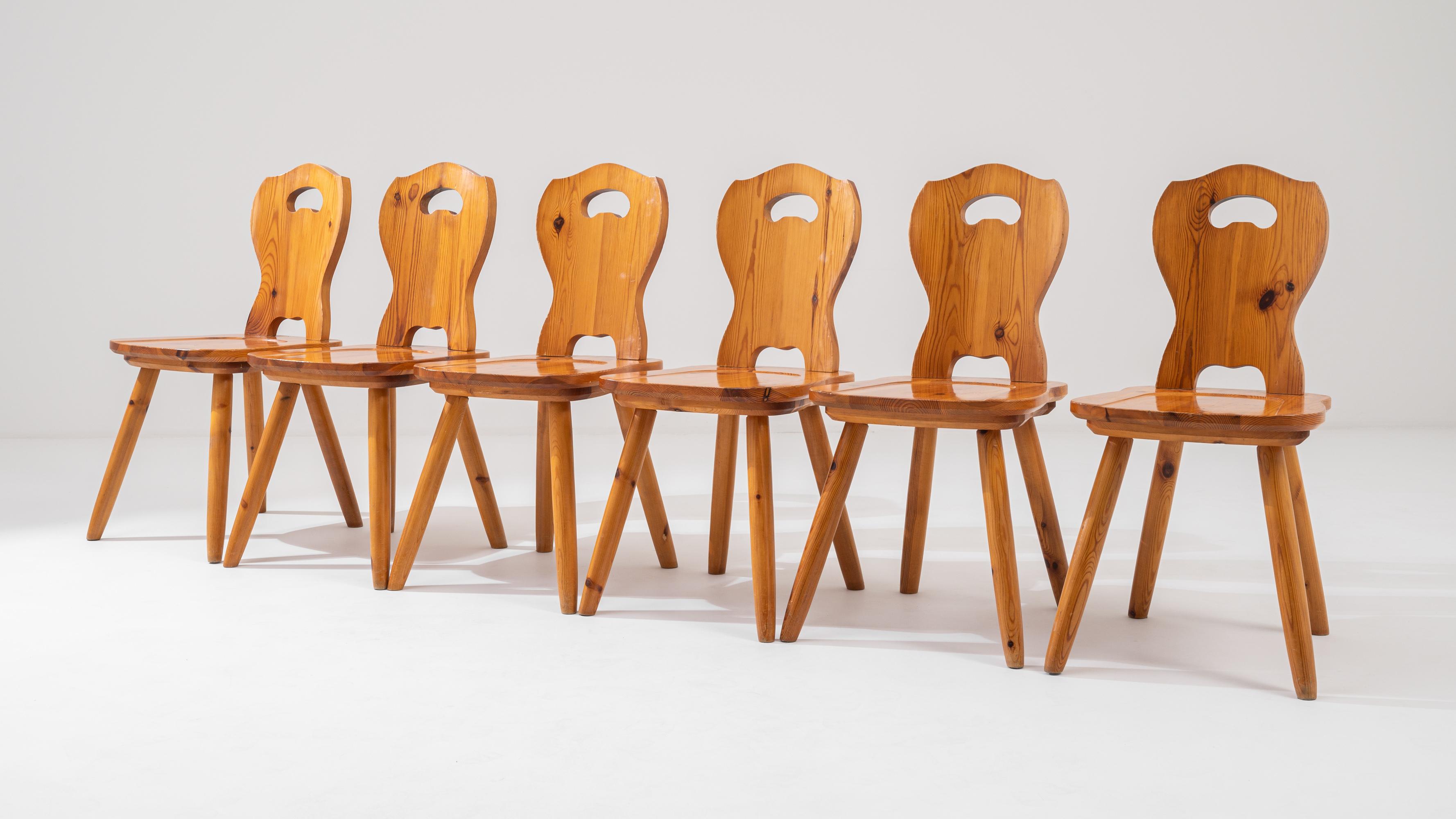 20th Century French Wooden Dining Chairs, Set of Six 7