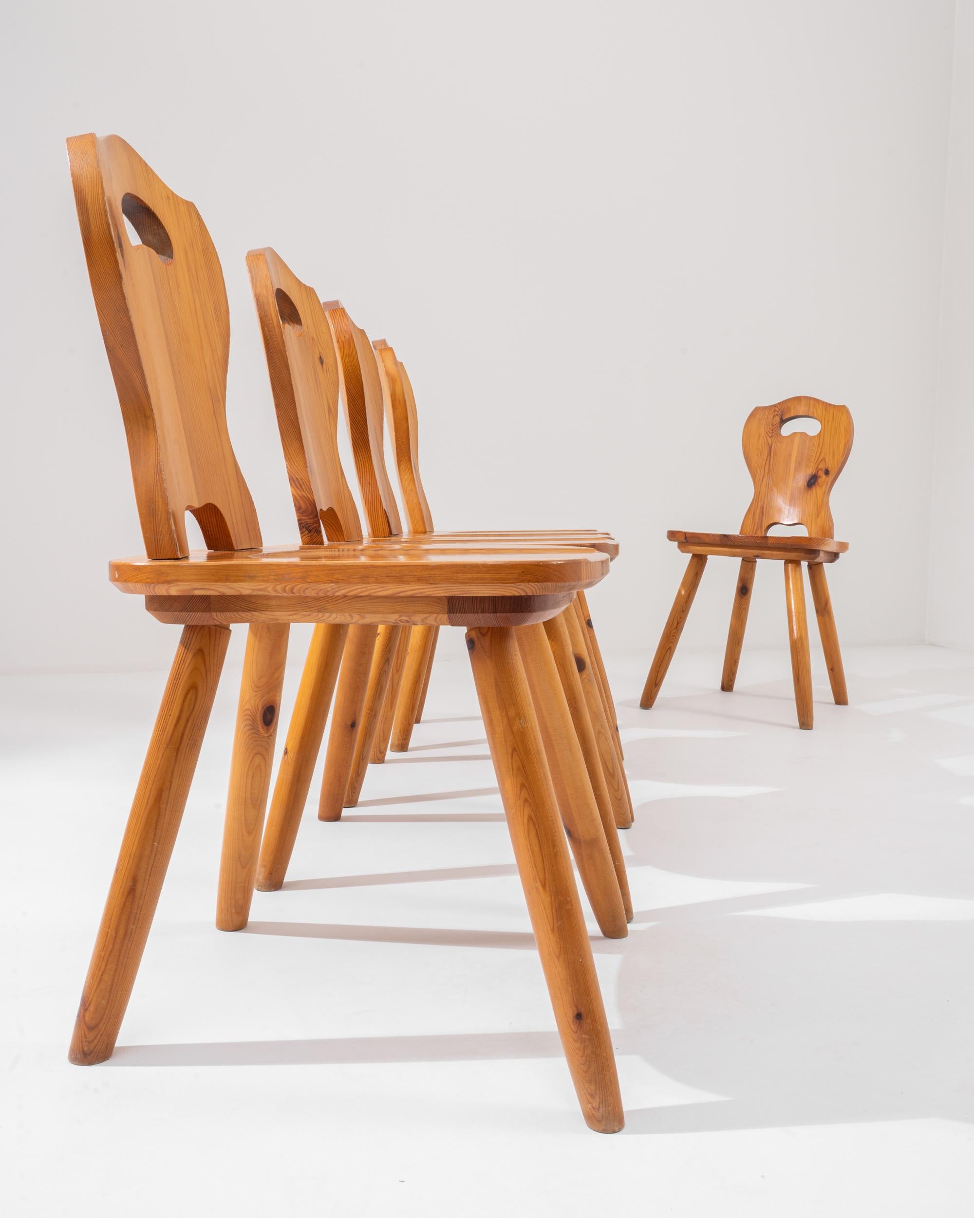 20th Century French Wooden Dining Chairs, Set of Six 4