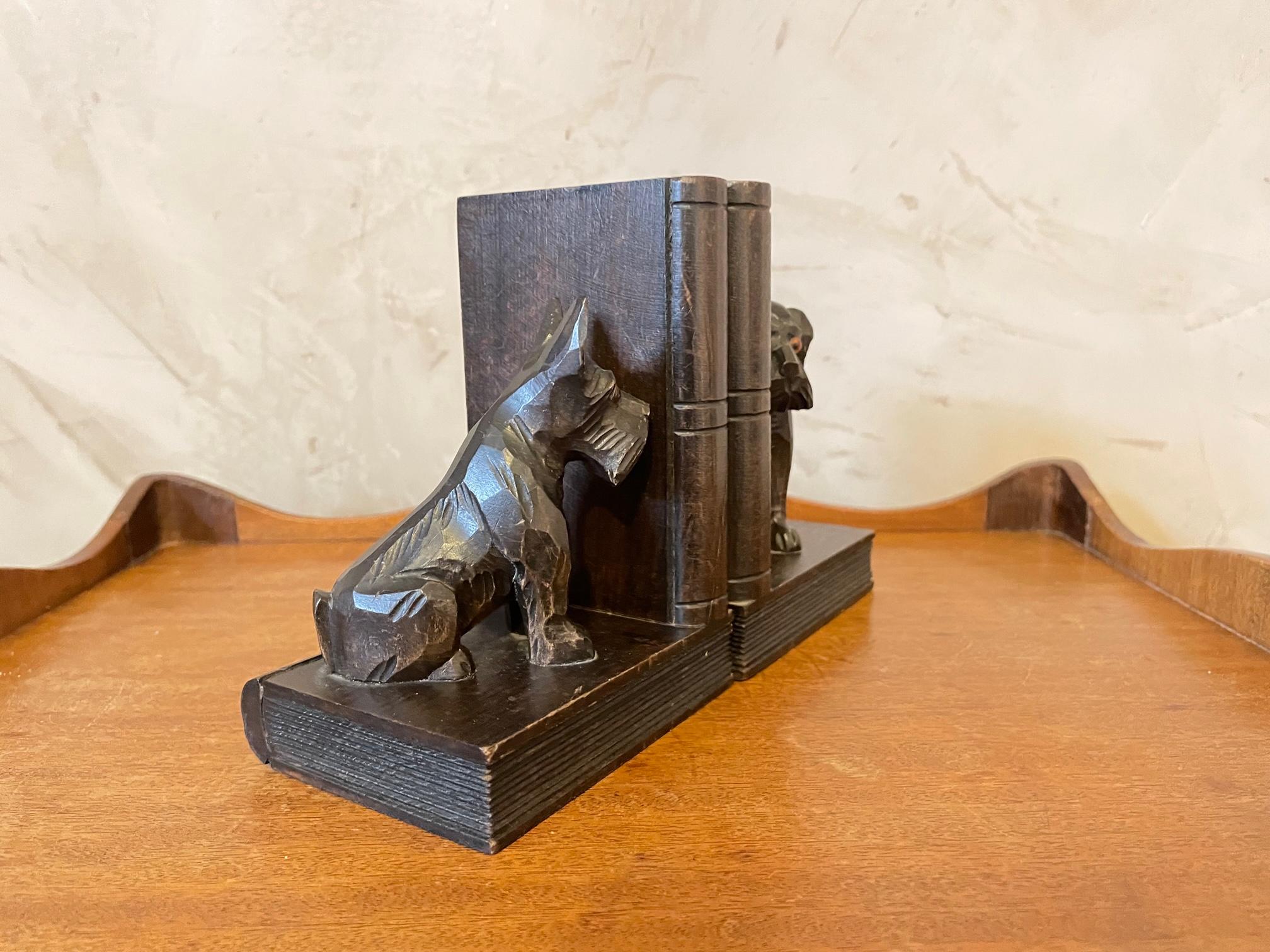 Mid-20th Century 20th Century French Wooden Dogs Bookends, 1950s
