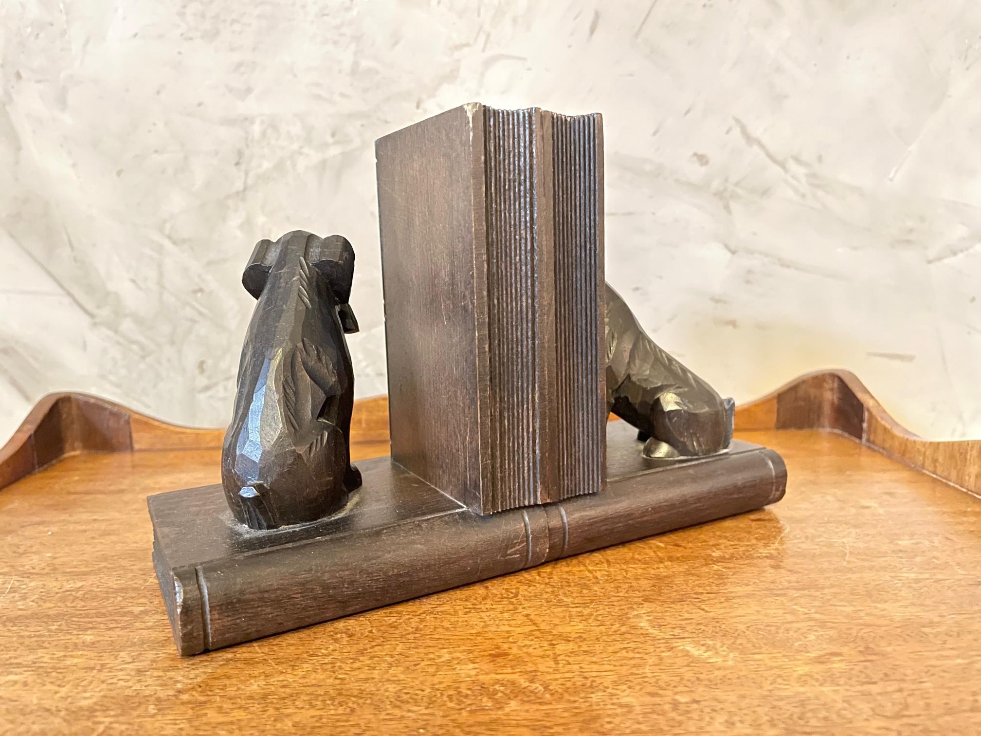 20th Century French Wooden Dogs Bookends, 1950s 3