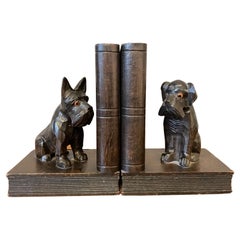 20th Century French Wooden Dogs Bookends, 1950s