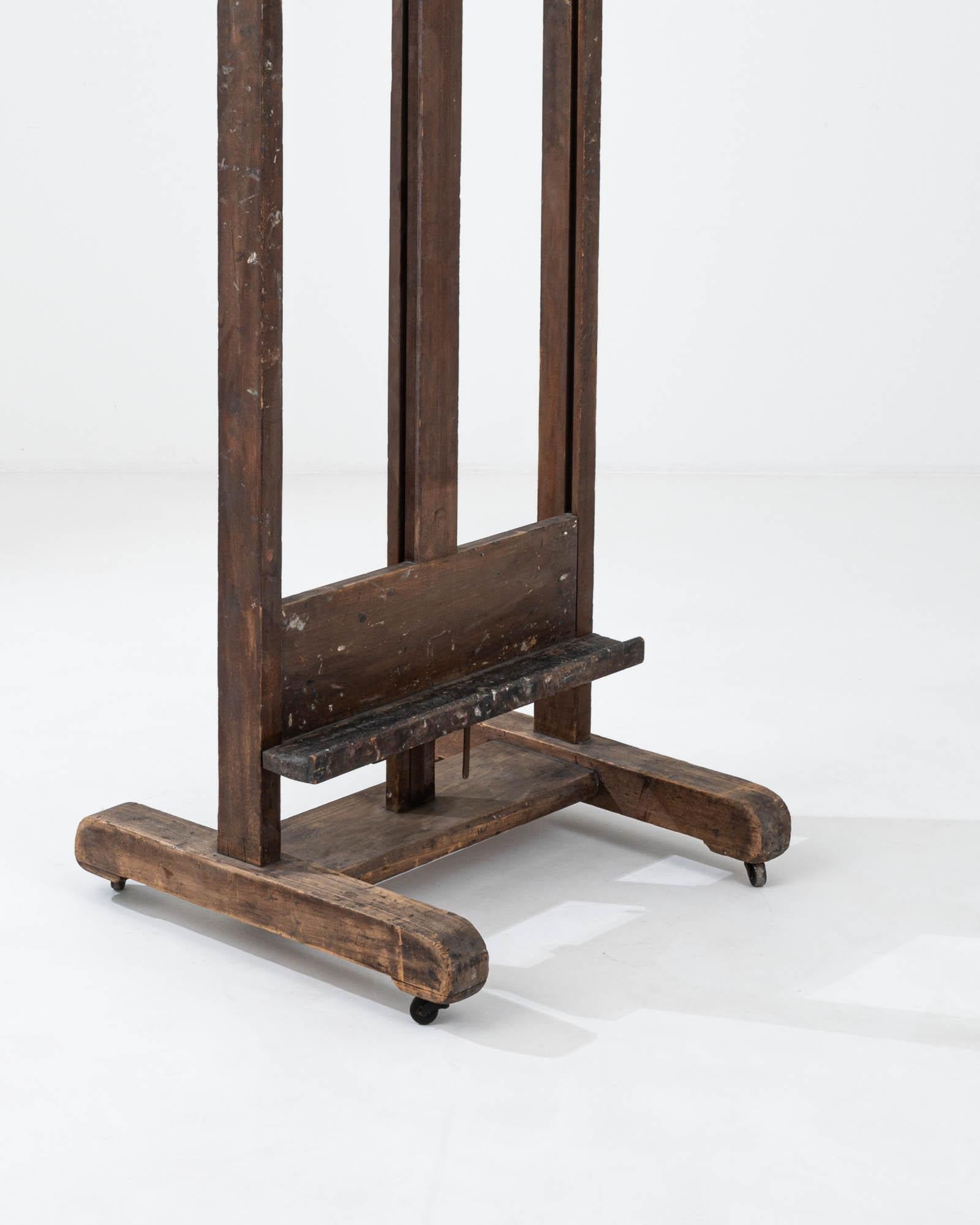 20th Century French Wooden Easel On Wheels 4
