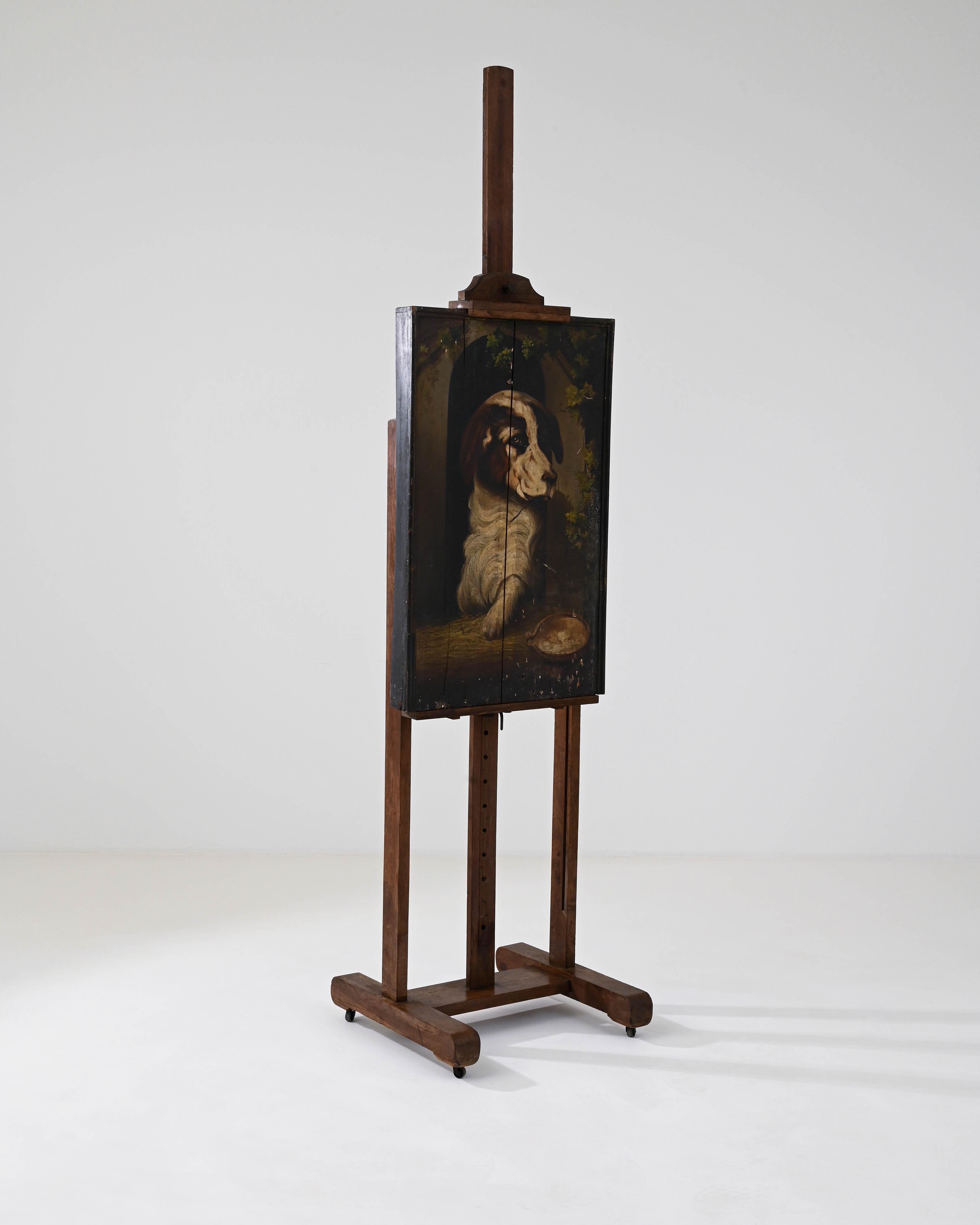 20th Century French Wooden Easel on Wheels 5