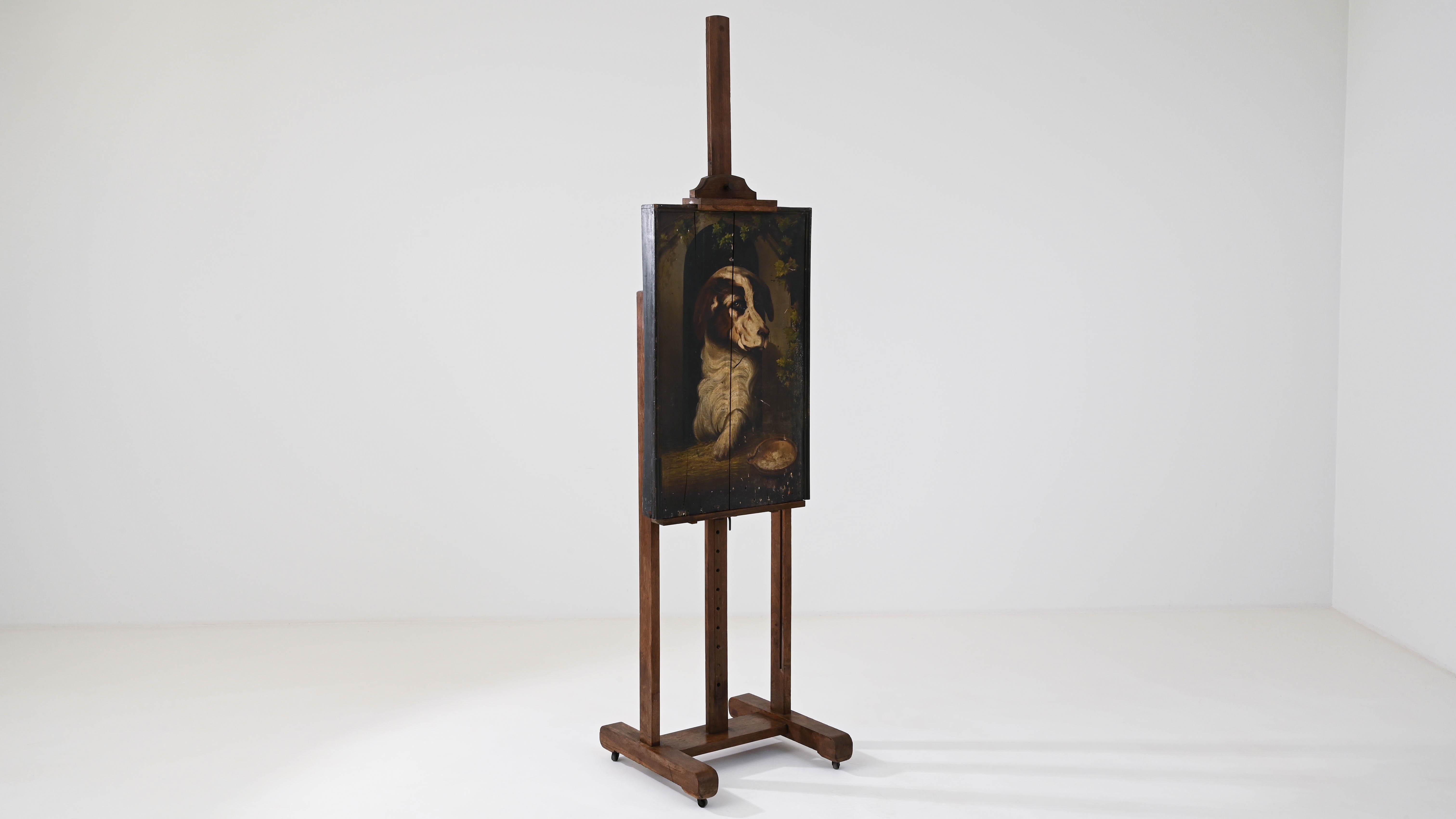 20th Century French Wooden Easel on Wheels 6