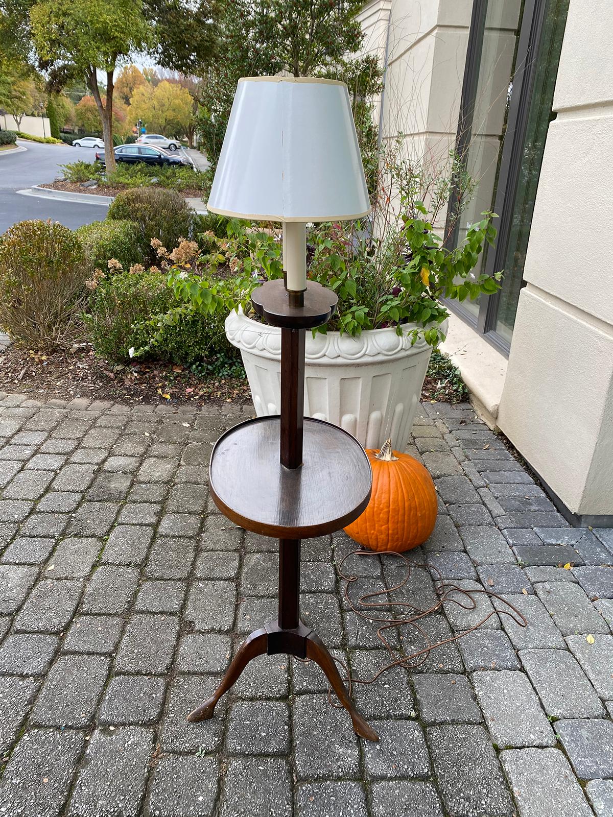 20th Century French Wooden Floor Lamp with Table In Good Condition In Atlanta, GA