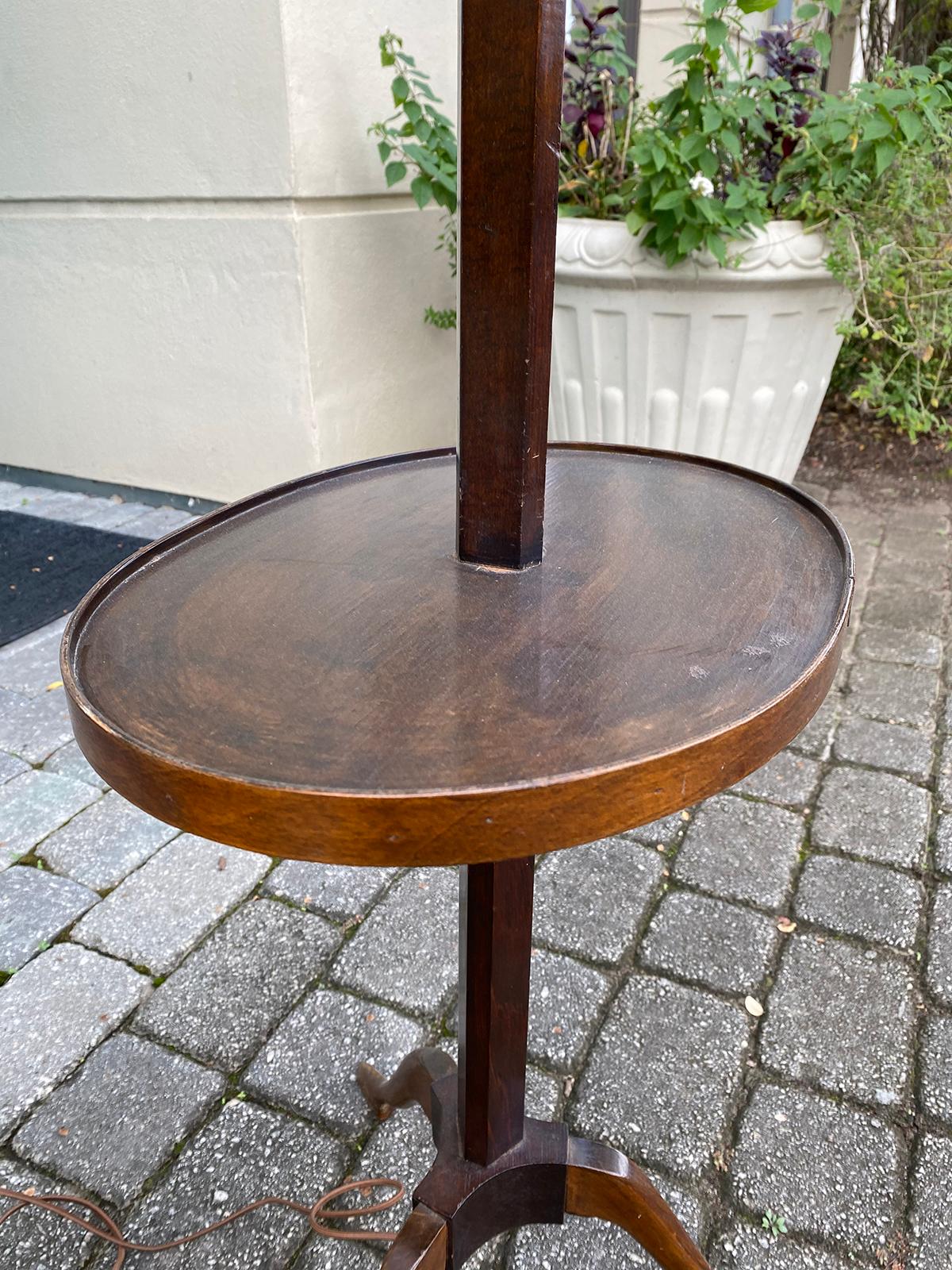 20th Century French Wooden Floor Lamp with Table 2