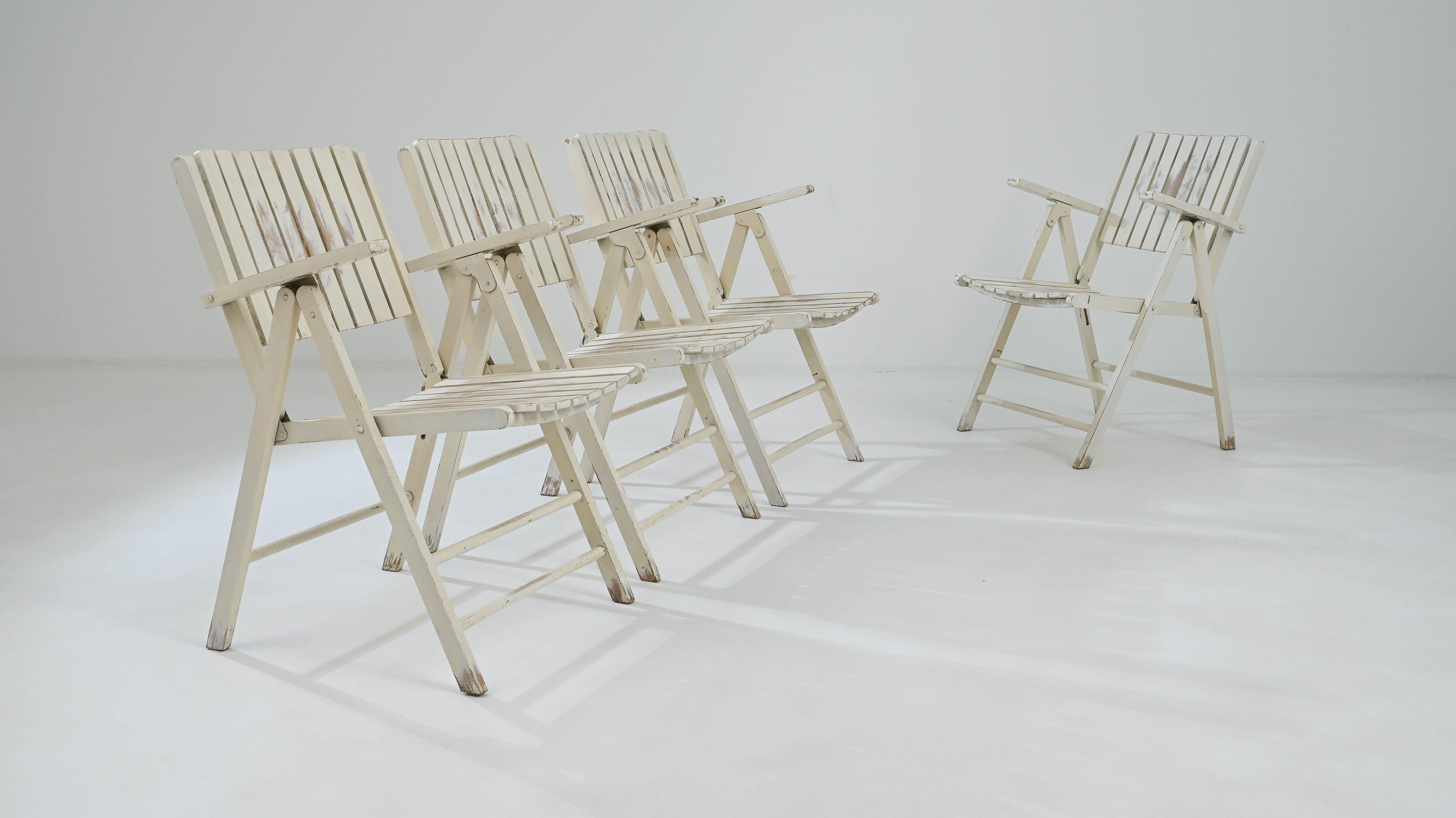 20th Century French Wooden Garden Chairs, Set of Four For Sale 1