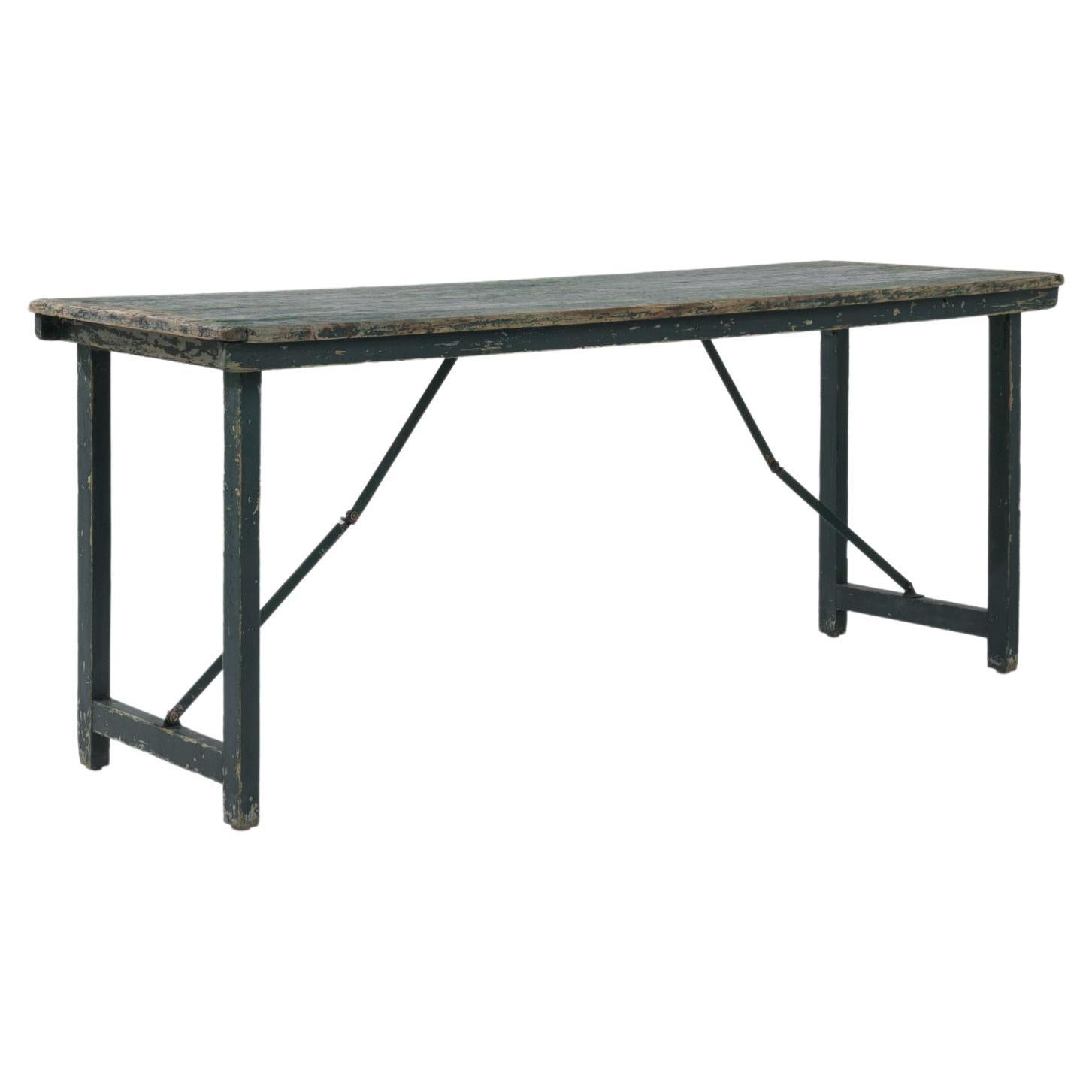 20th Century French Wooden Patinated Folding Table