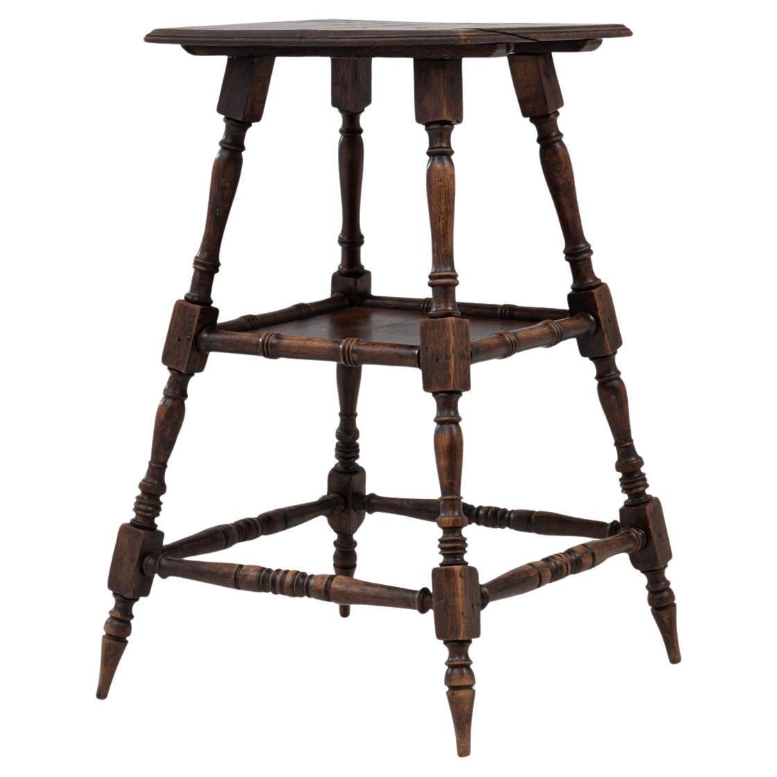 20th Century French Wooden Pedestal In Original Patina