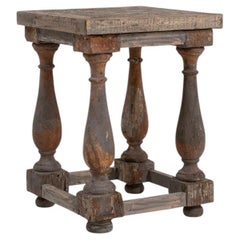 20th Century French Wooden Pedestal Table with Turned Legs