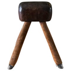 Used 20th Century Dark-Brown French Wooden, Metal Pommel Horse