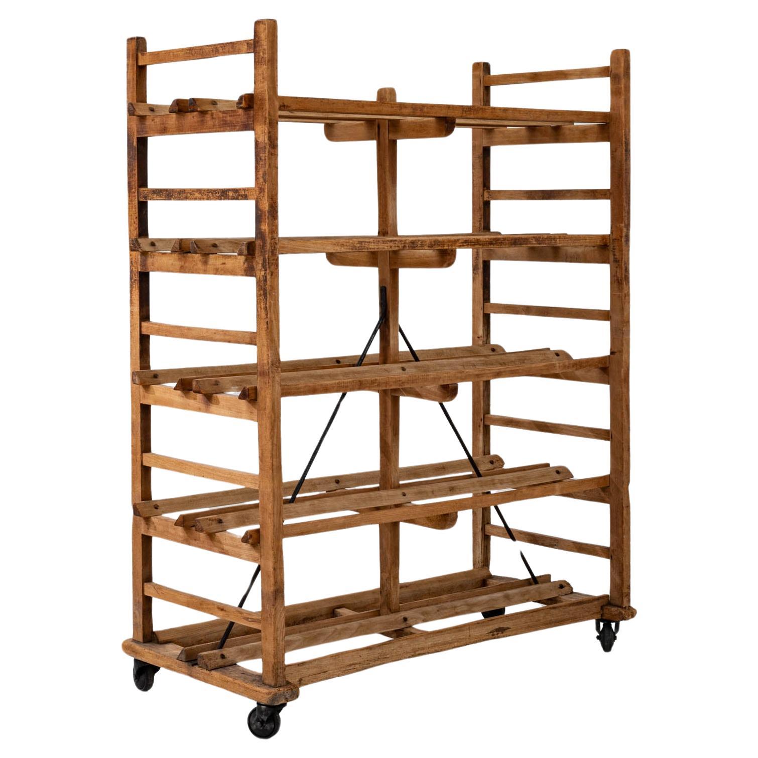20th Century French Wooden Shelf On Wheels For Sale